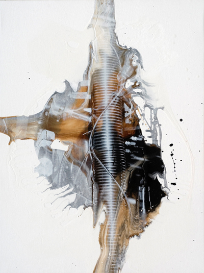 Liquid Fuel, 2008, dispersion and silkscreen on canvas, 39 x 29.5.