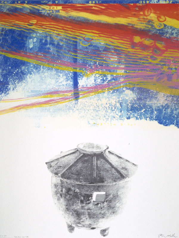 Neolithic 2000 #154. silk screen on paper. 53 x 38 inches, 127 x 97 cm. 