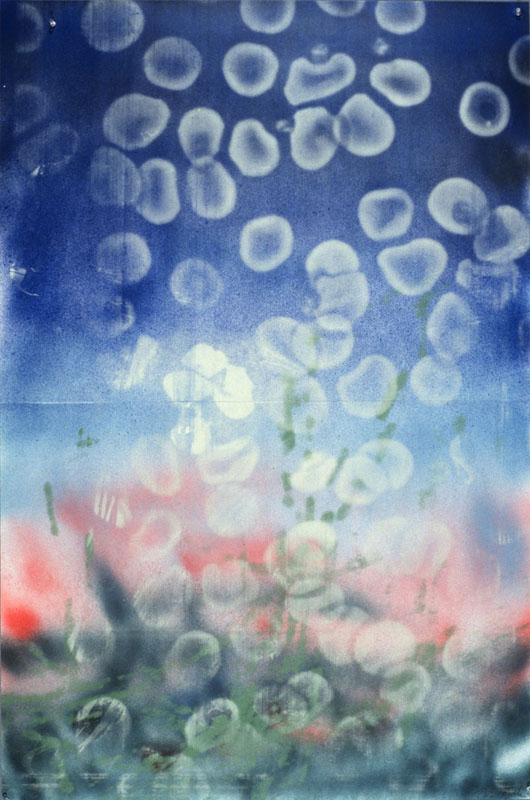 Self-Portrait, Red Blood, 1993. spray enamel, silk-screen on paper . 60 x 40 inches, 153 x 102 cm.