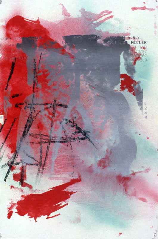 Johanne Miller, July 28 1993. spray enamel, silk-screen on paper . 60 x 40 inches, 153 x 102 cm. 