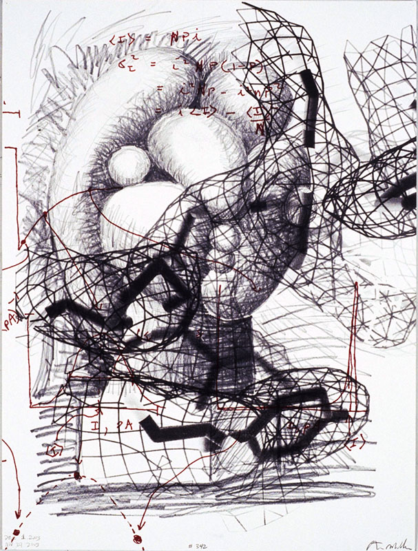 Protein #342, 2003. 40x30 inches, 102x76 cm. graphite, silk-screen on paper. collection Beth Rudin DeWoody, New York.
