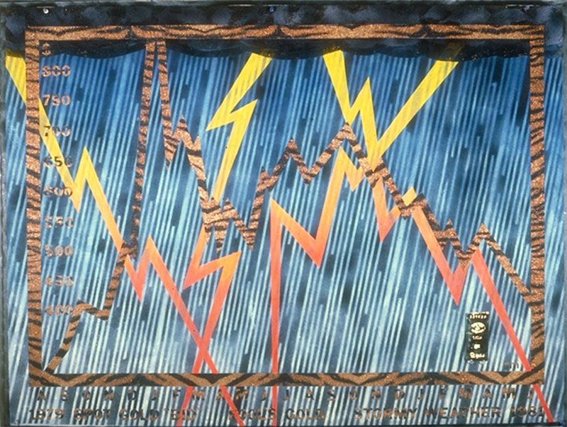Stormy Weather, 1982. spray enamel on tiger skin paper. 36 x 50 inches, 92 x 127 cm.