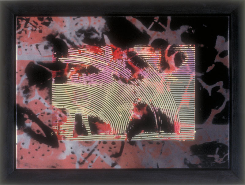 Lost Under Superstructure of Muscle Graft, 1989. oil and silk-screen on canvas. 39 x 52 inches, 99 x 123 cm. collection Isabel Goldsmith, London. 