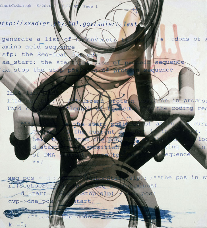Hyper Text, 2006. pigment dispersion and silk-screen on canvas. 26 x 23 inches, 66 x 59 cm.
