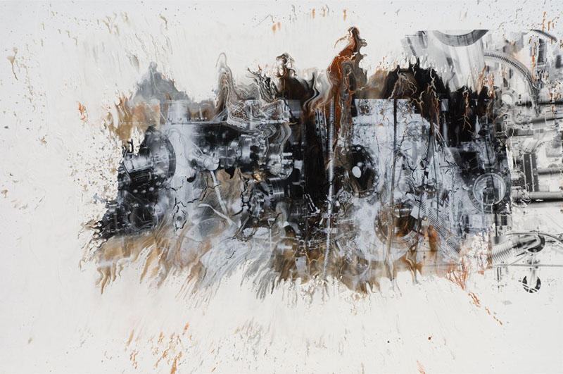 Factory, 2008. pigment dispersion and silk-screen on canvas. 80 x 120 inches, 203 x 305 cm.