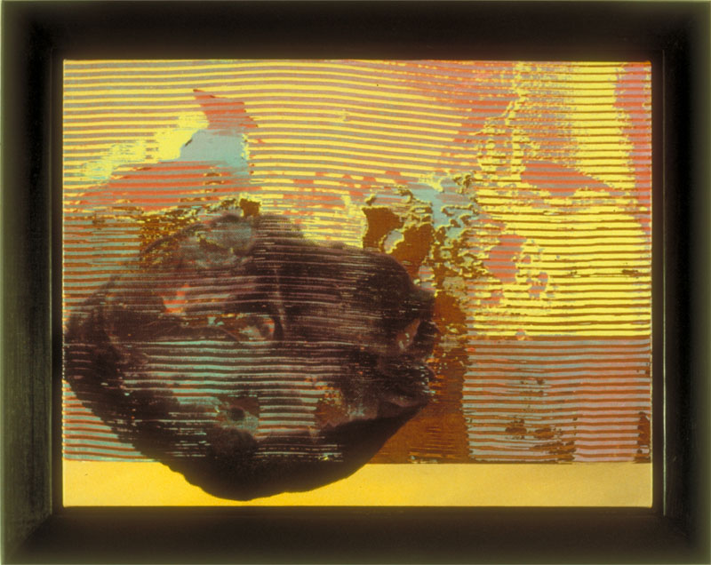 Anemic Cinema, 1988. oil and silk-screen on canvas 58.5 x 40.5 inches, 149 x 103 cm collection the artist.
