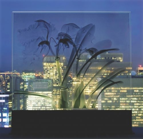 Glass Times Square, 2008, inkjet, laminated glass, steel, 31.5" x 32" x 1"