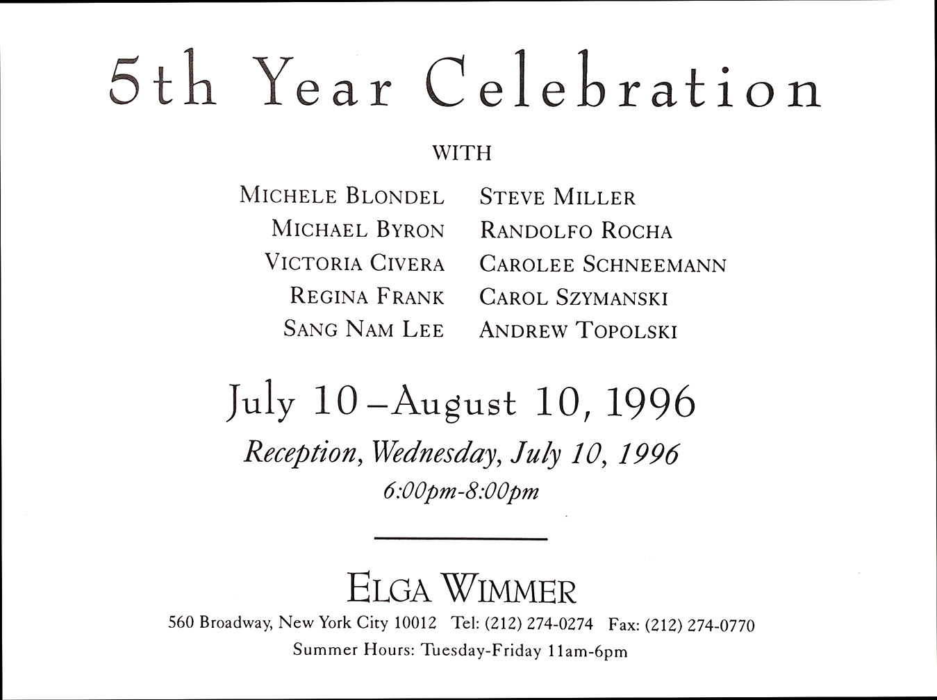 Elga Wimmer Gallery Invite