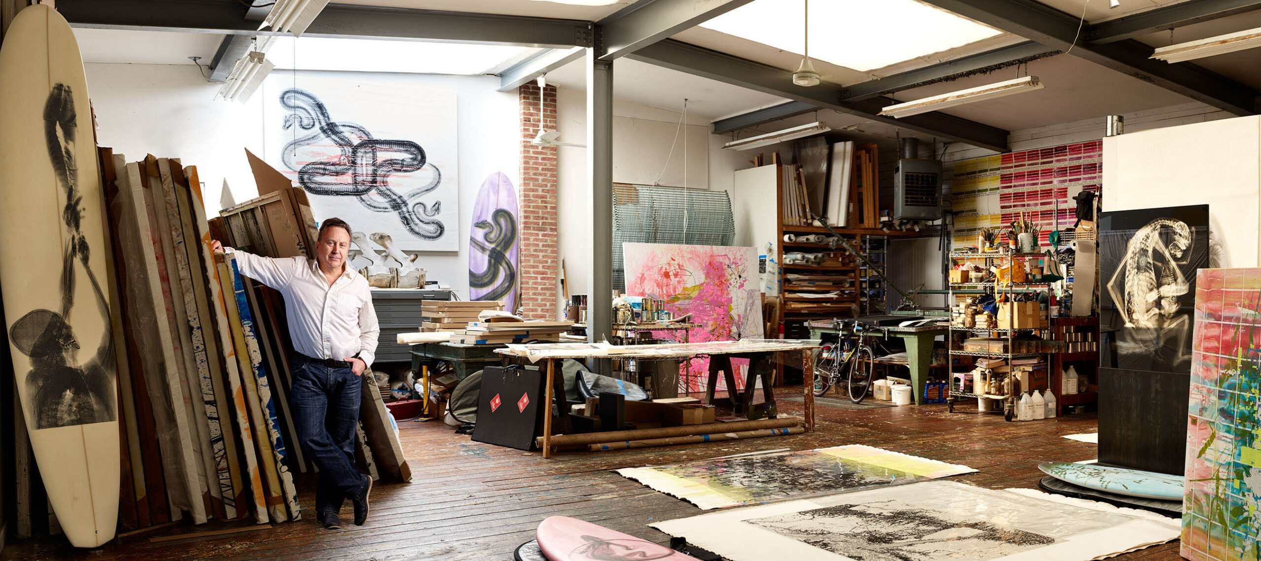 Steve Miller in his studio, photographed by Rick Wenner
